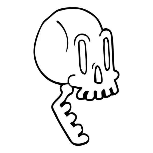Desenho Linha Desenhos Animados Crânio —  Vetores de Stock