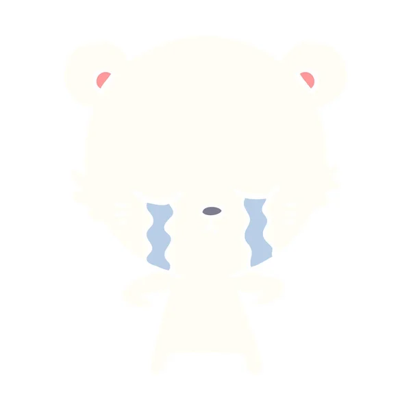 Pleurer Couleur Plate Style Dessin Animé Polarbear — Image vectorielle