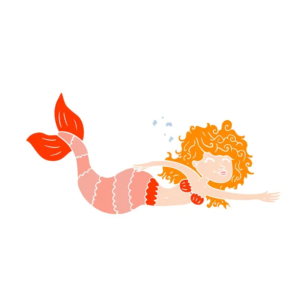 Sirena Dibujos Animados Estilo Color Plano — Vector de stock