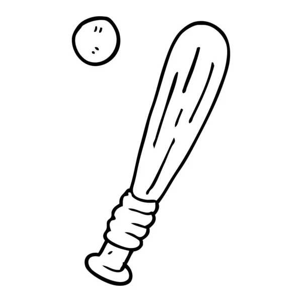 Linea Disegno Cartone Animato Baseball Pipistrello — Vettoriale Stock