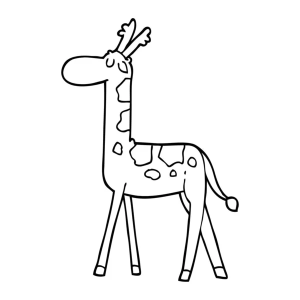Linjeritning Tecknad Walking Giraff — Stock vektor