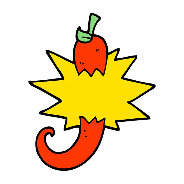 Ručně Kreslenou Doodle Styl Kreslený Red Hot Chilli — Stockový vektor