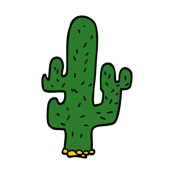 Dibujos Animados Doodle Cactus Icono Plano Aislado Sobre Fondo Blanco — Vector de stock