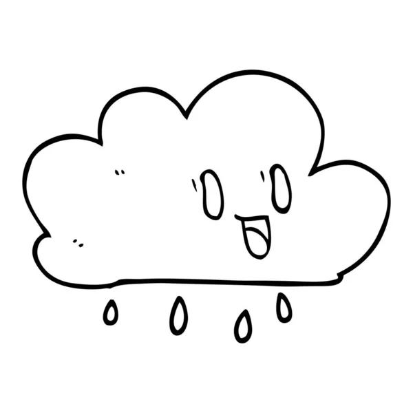 Lijntekening Cartoon Expressieve Weer Wolk — Stockvector