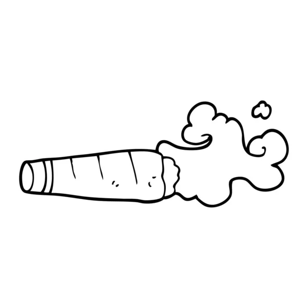 Line Drawing Cartoon Smoking Cigar — Stock Vector