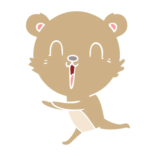 Χαρούμενος Επίπεδη Χρώμα Στυλ Κινούμενα Σχέδια Αρκούδα — Διανυσματικό Αρχείο