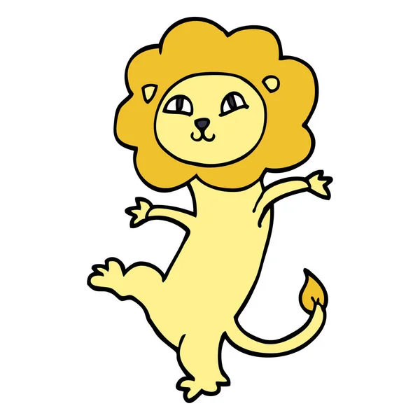 Tegneserie Doodle Løve Hvid Baggrund – Stock-vektor