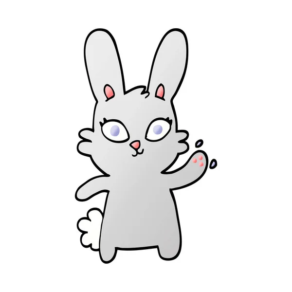 Mignon Vecteur Gradient Illustration Dessin Animé Lapin Agitant — Image vectorielle