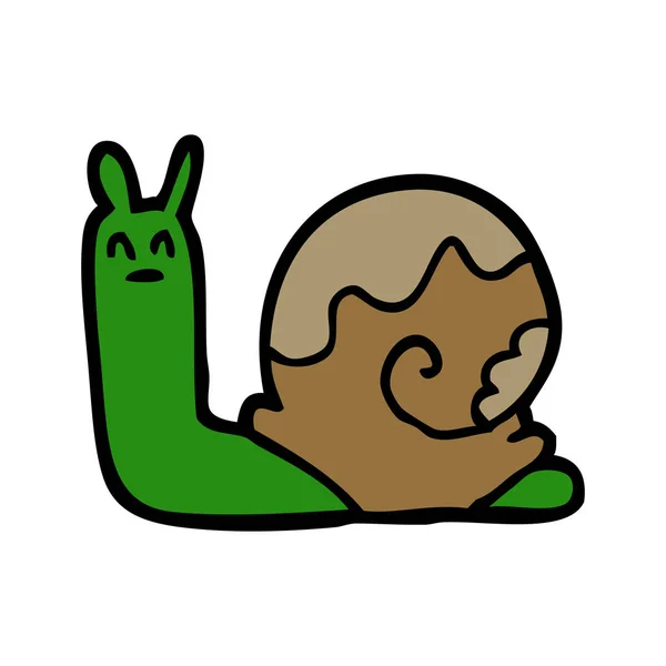 Dibujo Animado Garabato Caracol Plano Icono Aislado Sobre Fondo Blanco — Vector de stock