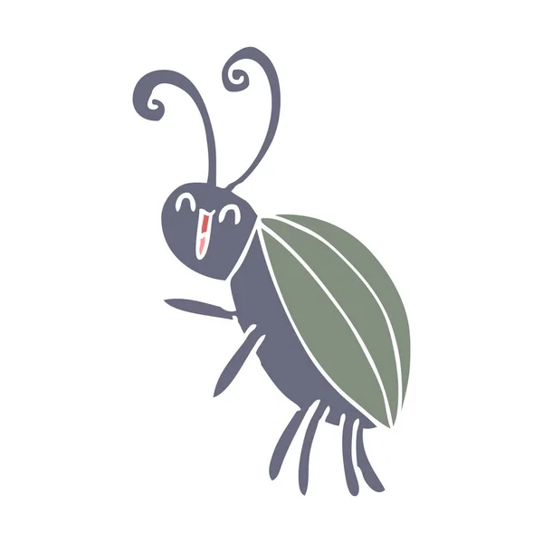 Düz Renk Stil Karikatür Mutlu Böceği — Stok Vektör