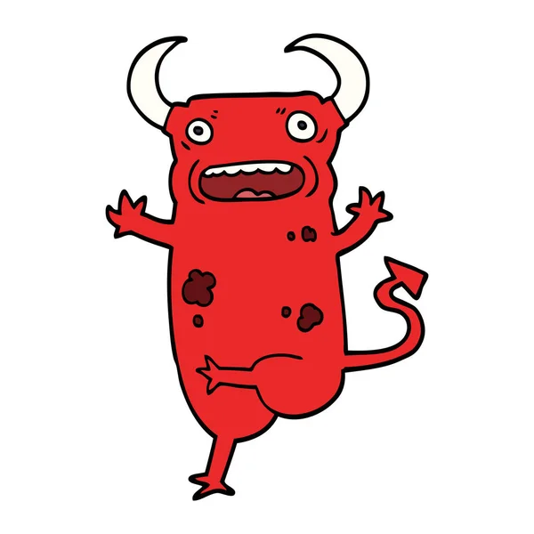 Desenho Animado Doodle Demônio Ilustração Vetorial — Vetor de Stock
