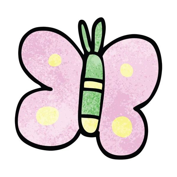Kreslený Doodle Butterfly Flat Ikona Izolovaných Bílém Pozadí Vektor Ilustrace — Stockový vektor