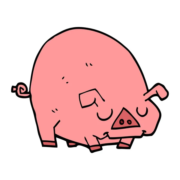 Zeichentrick Doodle Fettes Schwein — Stockvektor
