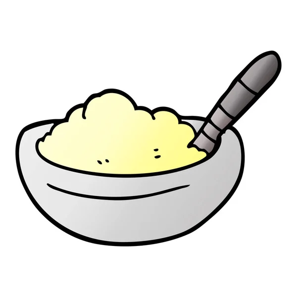 Zeichentrick Doodle Schüssel Mit Kartoffelpüree — Stockvektor
