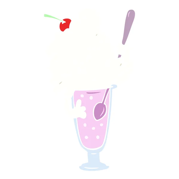 扁平色风格卡通冰淇淋苏打水女孩 — 图库矢量图片