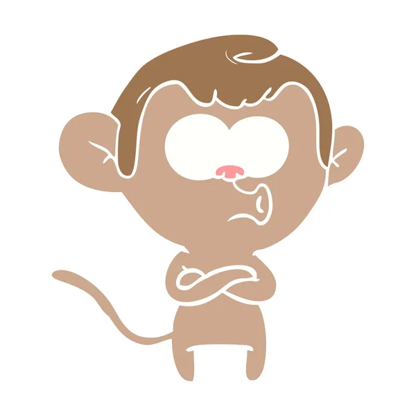 Flat Color Style Cartoon Surprised Monkey — Stock Vector