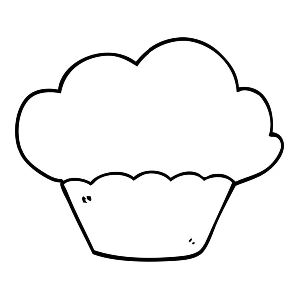 Line Drawing Cartoon Muffin — Stock Vector