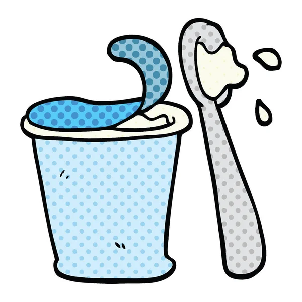 Yogur Dibujos Animados Estilo Cómic — Vector de stock