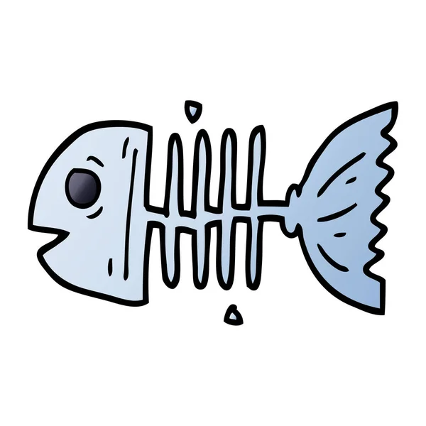 Dibujos Animados Garabatos Huesos Pescado — Archivo Imágenes Vectoriales