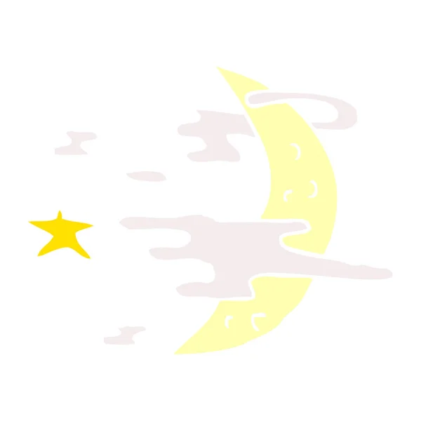 Мультяшные Каракули Жуткая Луна Облака — стоковый вектор