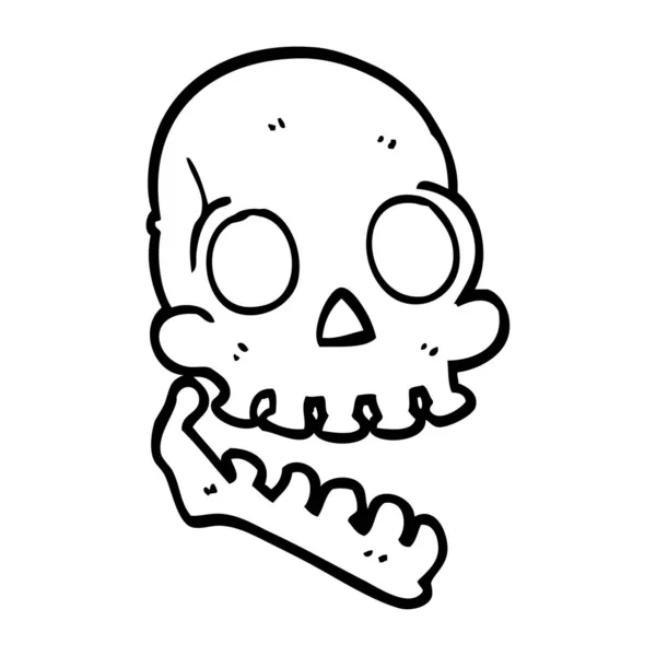 Line Drawing Cartoon Happy Skull — Stock Vector