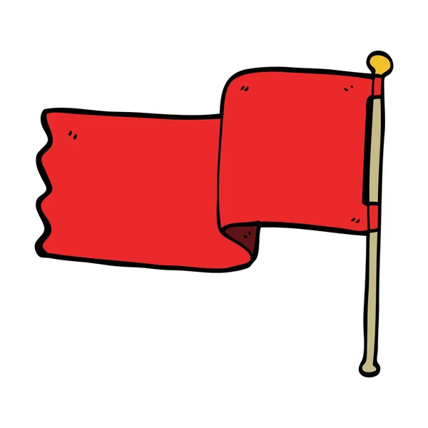 Desenho Animado Doodle Bandeira Vermelha — Vetor de Stock