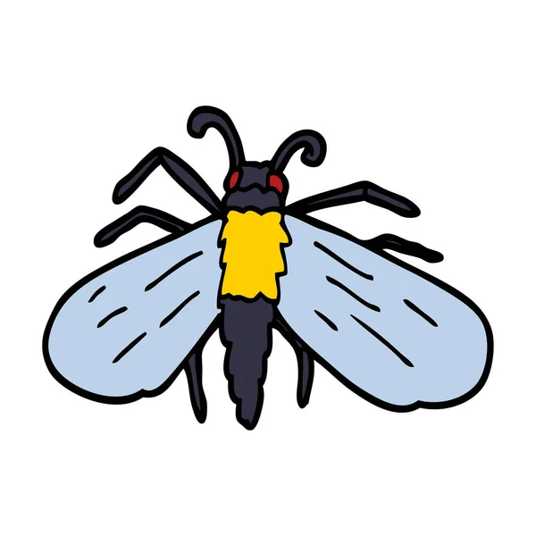 Dibujo Animado Doodle Abeja Icono Plano Aislado Sobre Fondo Blanco — Vector de stock