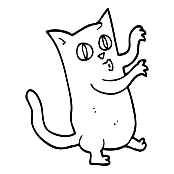 Lijntekening Dansende Cartoon Kat — Stockvector