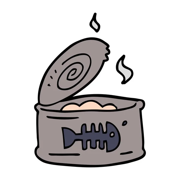 漫画落書きのマグロの缶詰 — ストックベクタ