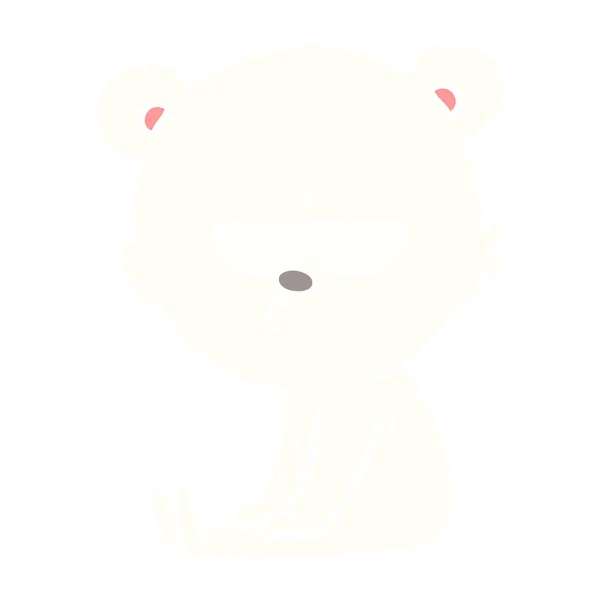 Bored Polar Bear Flat Color Style Cartoon Sitting — Stock Vector