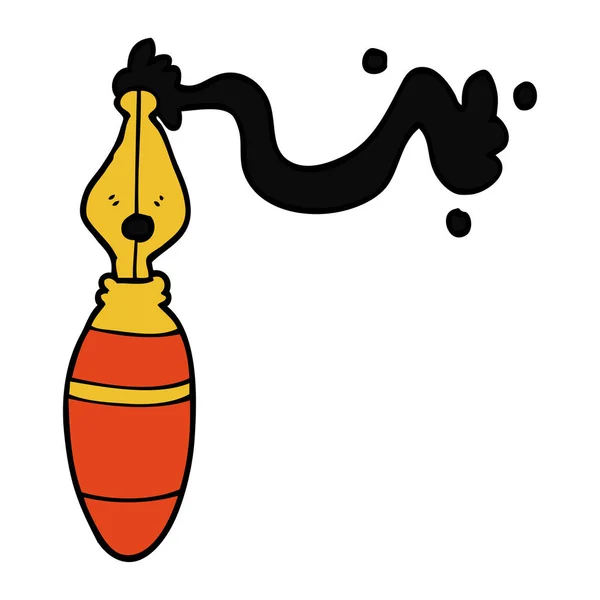 Stylo Plume Dessin Animé Doodle — Image vectorielle