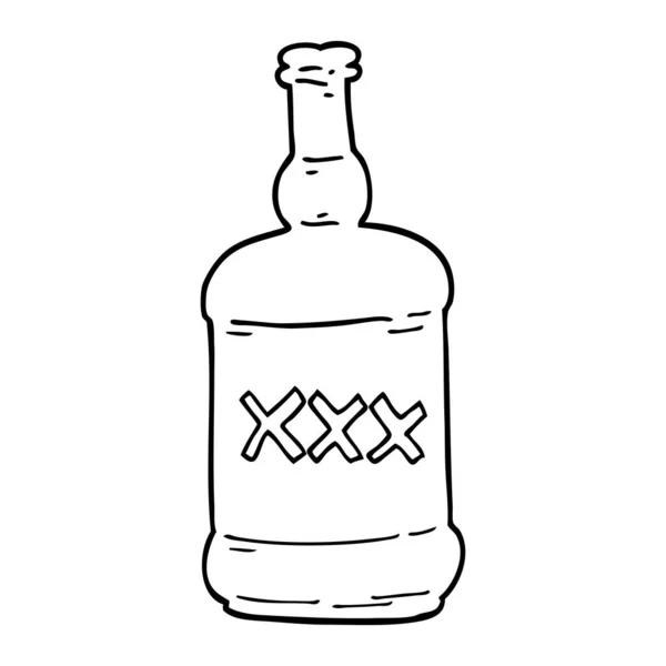 Linienzeichnung Cartoon Spirituosen Flasche — Stockvektor