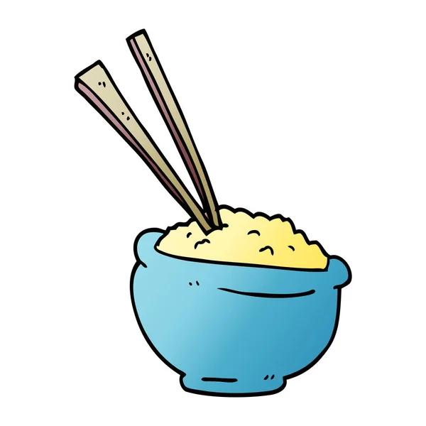 Cartoon Doodle Tasty Bowl Rice — Stock Vector
