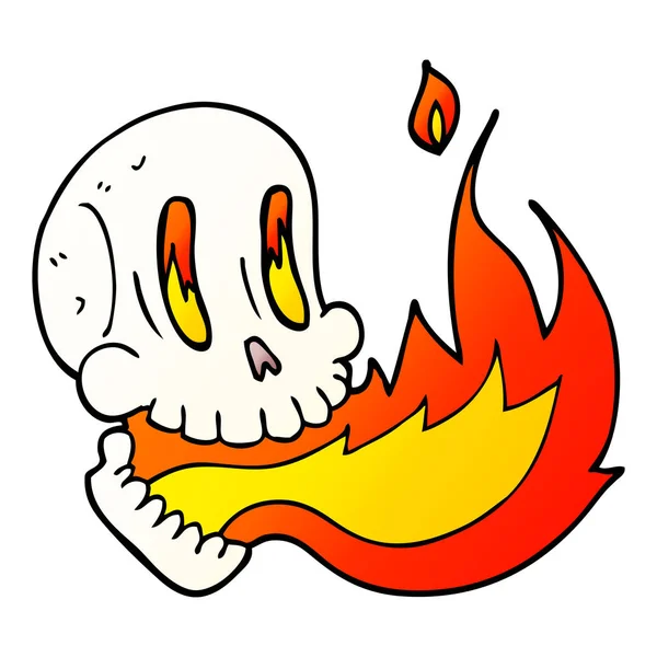 动画片涂鸦燃烧的头骨 — 图库矢量图片