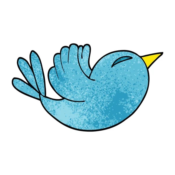 Cartoon Doodle Blauvogel Auf Weißem Hintergrund — Stockvektor