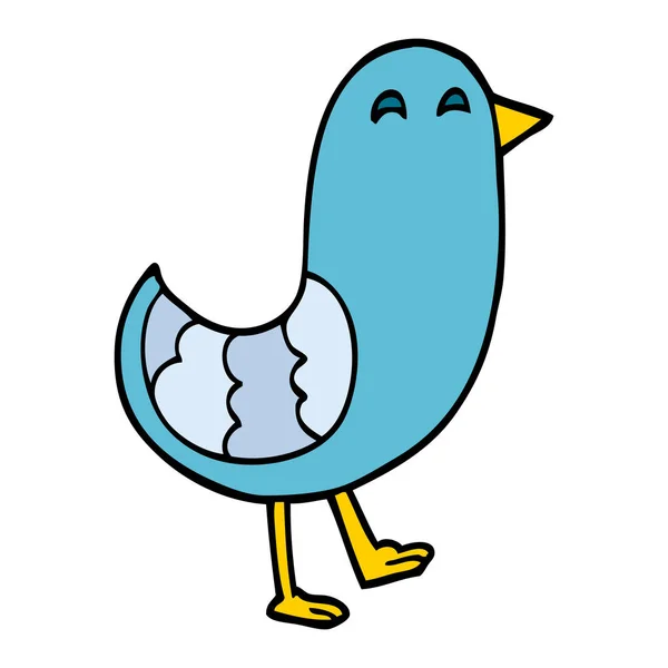 Cartoon Doodle Bluebird Witte Achtergrond — Stockvector