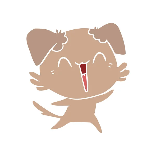 Счастливая Маленькая Собачка Плоский Цветной Мультфильм — стоковый вектор