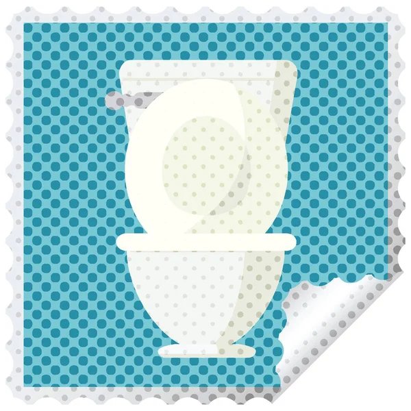 Open Toilet Grafische Vierkante Sticker Stempel — Stockvector