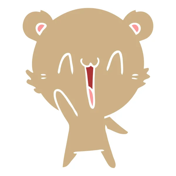 Ευτυχισμένος Αρκούδα Επίπεδη Χρώμα Στυλ Καρτούν — Διανυσματικό Αρχείο