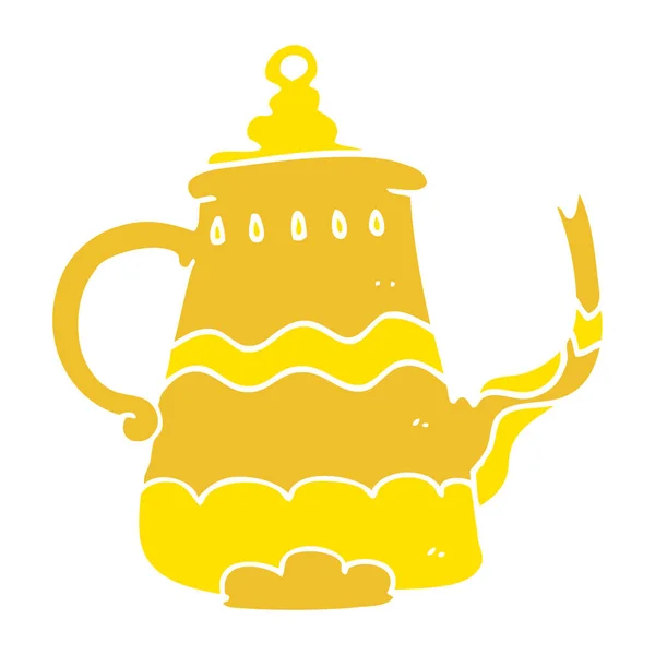 Illustration Couleur Plate Cafetière Fantaisie — Image vectorielle