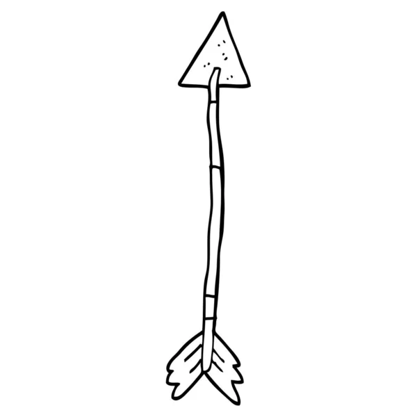 Rysowanie Linii Cartoon Golden Arrow — Wektor stockowy