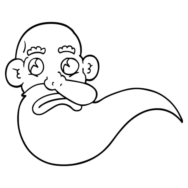 Line Drawing Cartoon Grumpy Old Man — Stock Vector