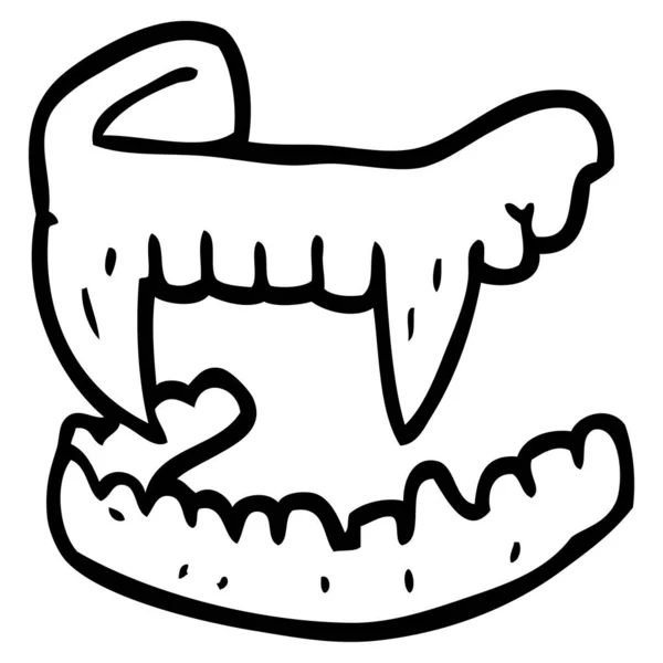 Línea Dibujo Dibujos Animados Colmillos Vampiro Concepto Halloween — Vector de stock