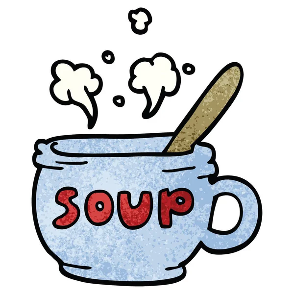 Doodle Desenhos Animados Sopa Quente —  Vetores de Stock