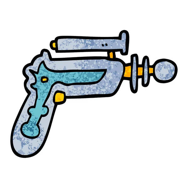 Grunge Textured Illustration Cartoon Ray Gun — Stock Vector