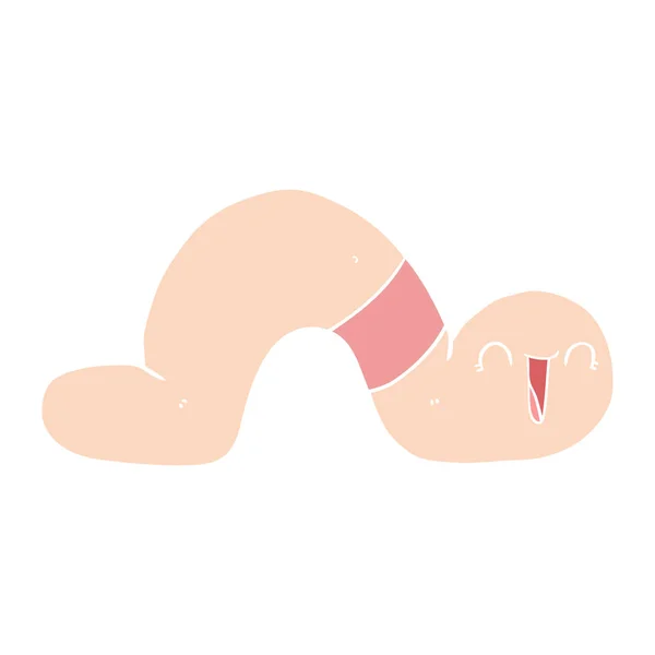 Egale Kleur Stijl Cartoon Worm — Stockvector