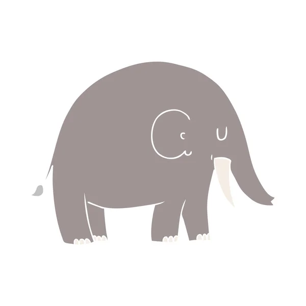 Colore Piatto Stile Cartone Animato Elefante — Vettoriale Stock