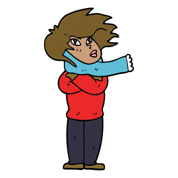Cartoon Doodle Mädchen Mit Schal — Stockvektor