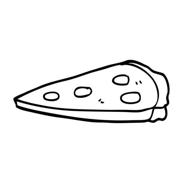 Línea Dibujo Dibujos Animados Pizza — Vector de stock