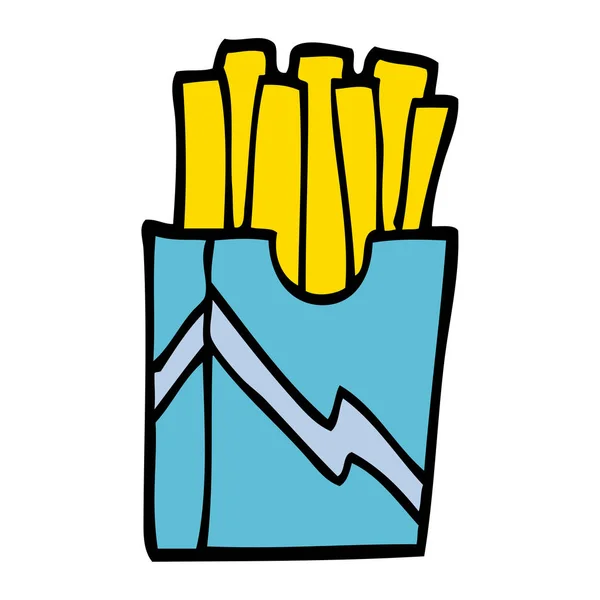 Zeichentrick Doodle Fast Food Pommes — Stockvektor